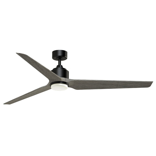 Fanimation TriAire Custom 64in 3-Blade Smart Ceiling Fan with LED Light | Black and Weathered Wood Composite | Covered | Model FPD8515BLW-64WEW-LK