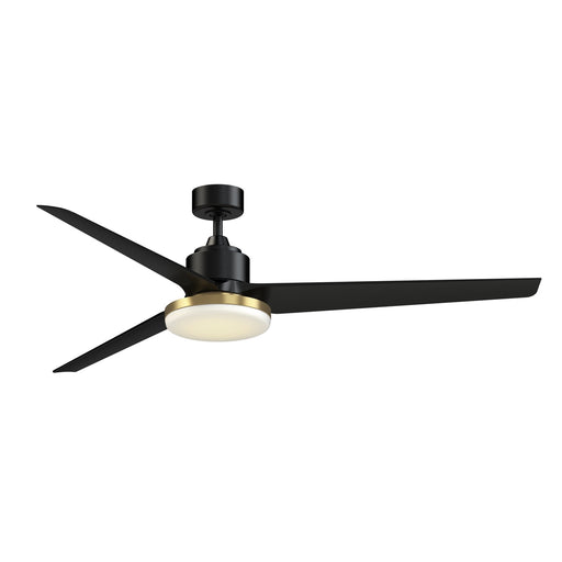 Fanimation TriAire Custom 72in 1-Light Ceiling Fan | Black Composite and Brushed Satin Brass Accents | Covered Patio | Model FPD8515BLW-72BLW-BS12LK