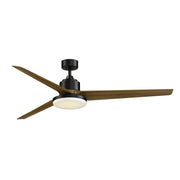 Fanimation TriAire Custom 72in 1-Light Ceiling Fan | Modern Black and Koa Composite Blades | Indoor & Covered Patio | Model FPD8515BLW-72KW-12LK