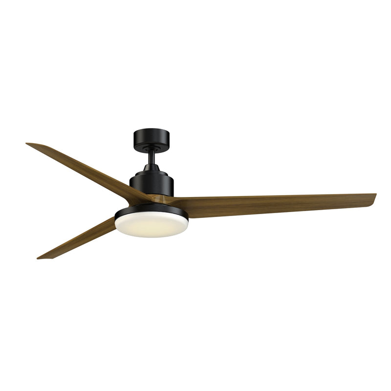 Fanimation TriAire Custom 72in 1-Light Ceiling Fan | Modern Black and Koa Composite Blades | Indoor & Covered Patio | Model FPD8515BLW-72KW-12LK