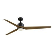 Fanimation TriAire Custom 72in 1-Light Ceiling Fan | Modern Black and Koa Composite Blades | Indoor & Covered Patio | Model FPD8515BLW-72KW-LK