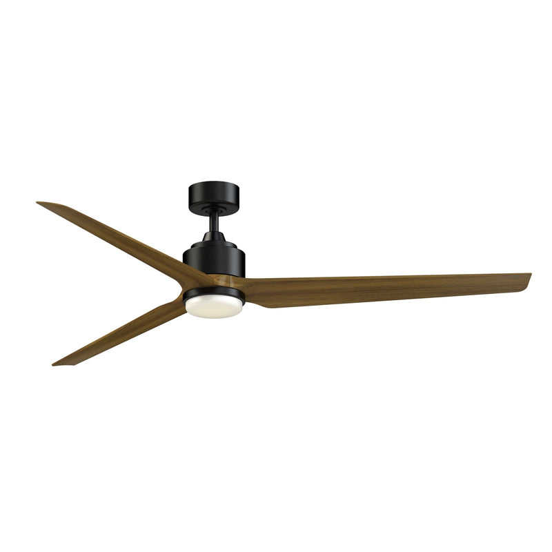 Fanimation TriAire Custom 72in 1-Light Ceiling Fan | Modern Black and Koa Composite Blades | Indoor & Covered Patio | Model FPD8515BLW-72KW-LK