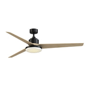 Fanimation TriAire Custom 72in 1-Light Ceiling Fan | Modern Black and Natural Composite Blades | Indoor & Covered Patio | Model FPD8515BLW-72NW-12LK