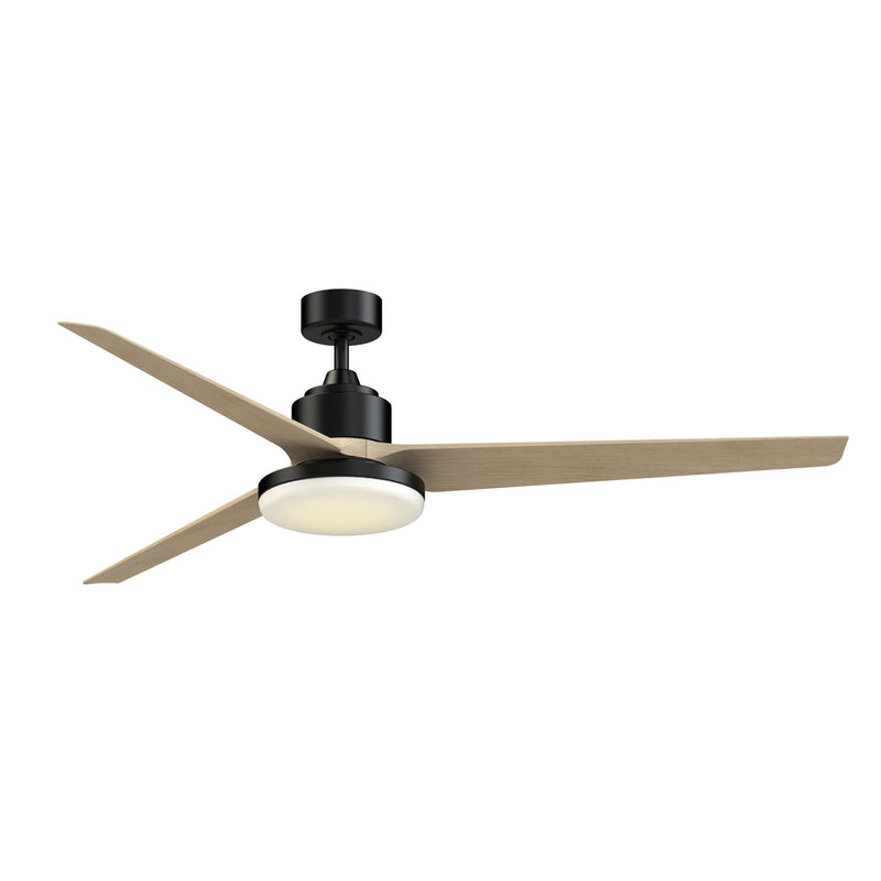 Fanimation TriAire Custom 72in 1-Light Ceiling Fan | Modern Black and Natural Composite Blades | Indoor & Covered Patio | Model FPD8515BLW-72NW-12LK
