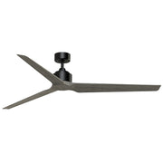 Fanimation TriAire Custom 72in 3-Blade Smart Ceiling Fan | Modern Black and Weathered Wood Composite | Patios, Pergolas | Model FPD8515BLW-72WEW