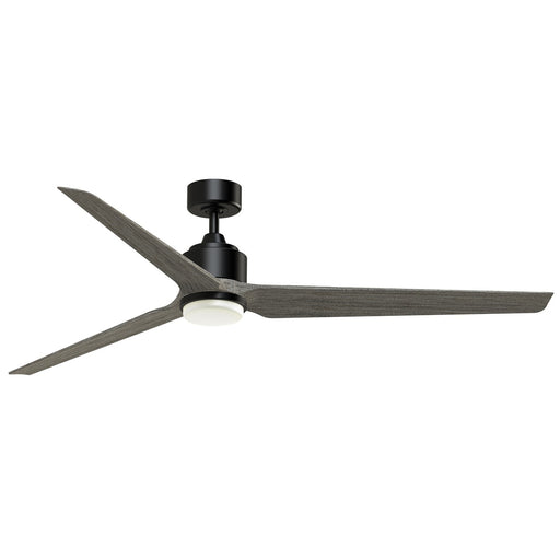 Fanimation TriAire Custom 72in 3-Blade Smart Ceiling Fan with LED Light Kit | Modern Black and Weathered Wood Composite | Model FPD8515BLW-72WEW-LK