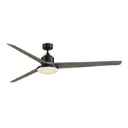 Fanimation TriAire Custom 84in 1-Light Smart Ceiling Fan | Modern Black and Weathered Wood Blades | Covered Patio | Model FPD8515BLW-84WEW-12LK