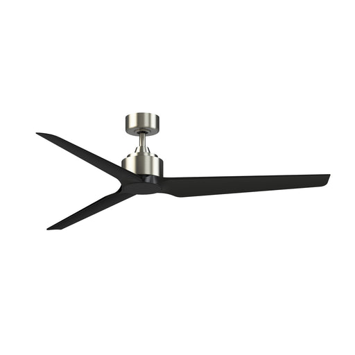 Fanimation TriAire Custom 64in Smart Ceiling Fan | Modern Brushed Nickel and Black Blades | Covered Patio & Sunroom | Model FPD8515BN-64BLW