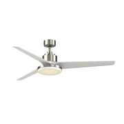 Fanimation TriAire Custom 64in 3-Blade DC Ceiling Fan with 12in LED Light Kit | Brushed Nickel and Matte White Composite | Model FPD8515BN-64MWW-12LK