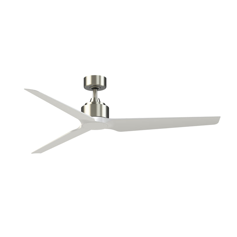 Fanimation TriAire Custom 64in 3-Blade DC Ceiling Fan | Brushed Nickel and Matte White Composite | Covered Patio & Living | Model FPD8515BN-64MWW