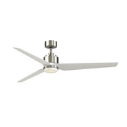 Fanimation TriAire Custom 64in 3-Blade DC Ceiling Fan with LED Light Kit | Brushed Nickel and Matte White Composite | Model FPD8515BN-64MWW-LK