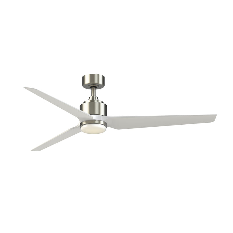 Fanimation TriAire Custom 64in 3-Blade DC Ceiling Fan with LED Light Kit | Brushed Nickel and Matte White Composite | Model FPD8515BN-64MWW-LK