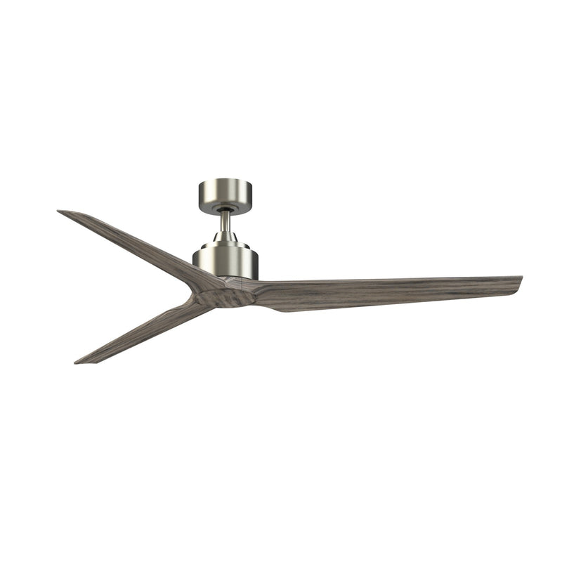 Fanimation TriAire Custom 64in 3-Blade DC Ceiling Fan | Brushed Nickel and Weathered Wood Composite | Covered Patio & Living | Model FPD8515BN-64WEW