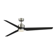 Fanimation TriAire Custom 72in 1-Light Ceiling Fan | Modern Brushed Nickel and Black Composite Blades | Covered Patio | Model FPD8515BN-72BLW-LK