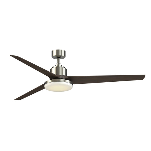 Fanimation TriAire Custom 72in 3-Blade Smart Ceiling Fan with 12in LED Light Kit | Brushed Nickel and Dark Walnut | Model FPD8515BN-72DWAW-12LK