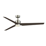 Fanimation TriAire Custom 72in 3-Blade Smart Ceiling Fan with LED Light Kit | Brushed Nickel and Dark Walnut Composite | Model FPD8515BN-72DWAW-LK