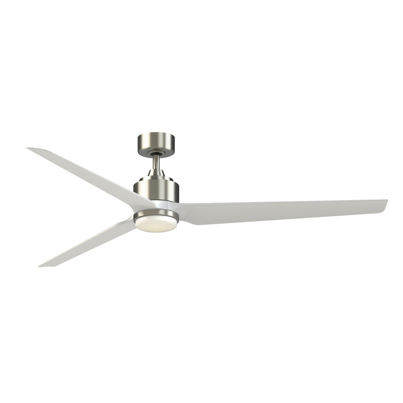 Fanimation TriAire Custom 72in 1-Light Ceiling Fan | Brushed Nickel and Matte White Composite Blades | Covered Patio | Model FPD8515BN-72MWW-LK