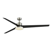 Fanimation TriAire Custom 84in 1-Light Smart Ceiling Fan | Modern Brushed Nickel and Black Blades | Covered Patio | Model FPD8515BN-84BLW-12LK