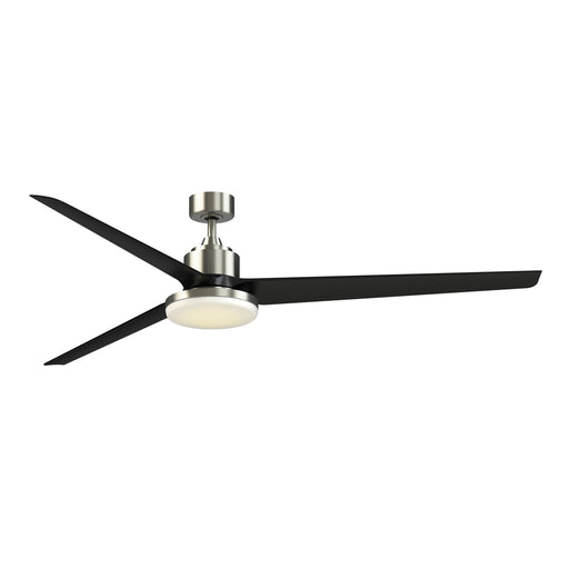 Fanimation TriAire Custom 84in 1-Light Smart Ceiling Fan | Modern Brushed Nickel and Black Blades | Covered Patio | Model FPD8515BN-84BLW-12LK