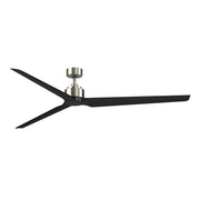 Fanimation TriAire Custom 84in Smart Ceiling Fan | Modern Brushed Nickel and Black Blades | Covered Patio & Great Room | Model FPD8515BN-84BLW