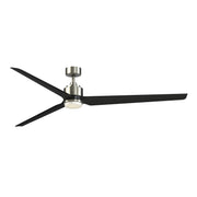 Fanimation TriAire Custom 84in 1-Light Smart Ceiling Fan | Modern Brushed Nickel and Black Blades | Covered Patio & Great | Model FPD8515BN-84BLW-LK
