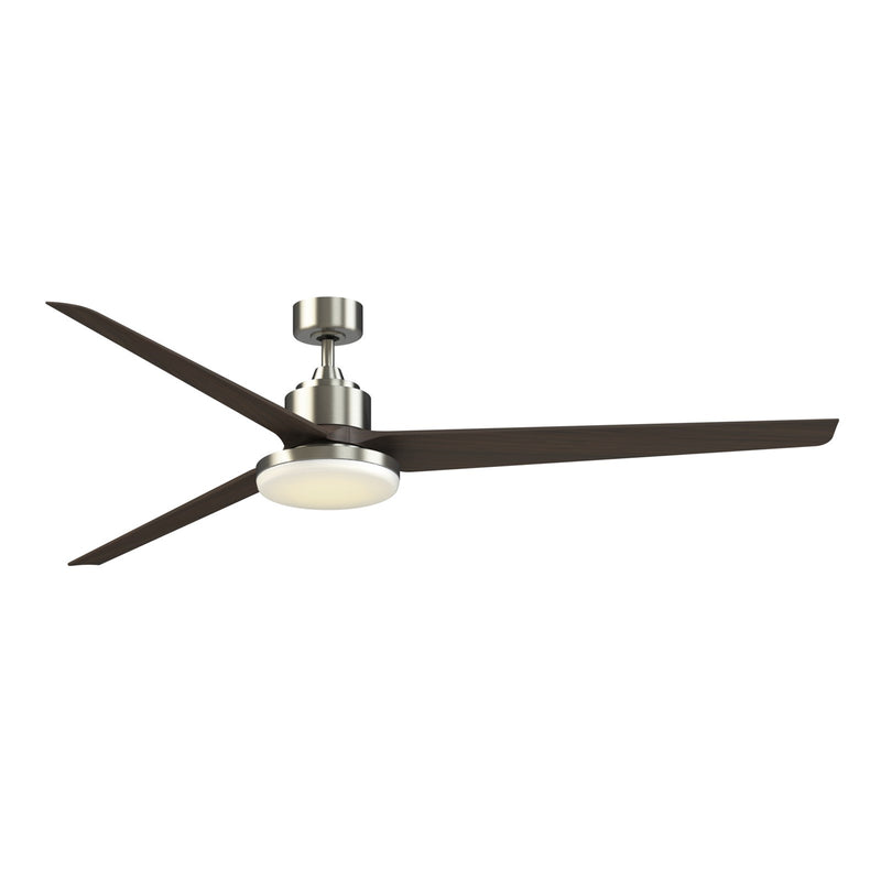 Fanimation TriAire Custom 84in 3-Blade Smart Ceiling Fan with 12in LED Light Kit | Brushed Nickel and Dark Walnut | Model FPD8515BN-84DWAW-12LK