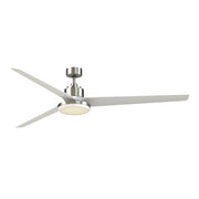 Fanimation TriAire Custom 84in 1-Light Smart Ceiling Fan | Brushed Nickel and Matte White Composite Blades | Covered | Model FPD8515BN-84MWW-12LK