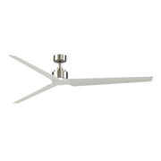 Fanimation TriAire Custom 84in 3-Blade Smart Ceiling Fan | Brushed Nickel and Matte White Composite | Covered Patio & Living | Model FPD8515BN-84MWW