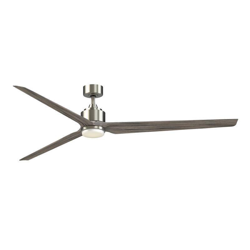 Fanimation TriAire Custom 84in 1-Light Smart Ceiling Fan | Brushed Nickel and Weathered Wood Composite | Covered Patio | Model FPD8515BN-84WEW-LK