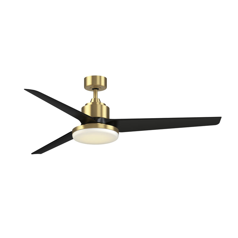 Fanimation TriAire Custom 64in 1-Light Smart Ceiling Fan | Brushed Satin Brass and Black Composite | Covered Patio | Model FPD8515BS-64BLW-12LK