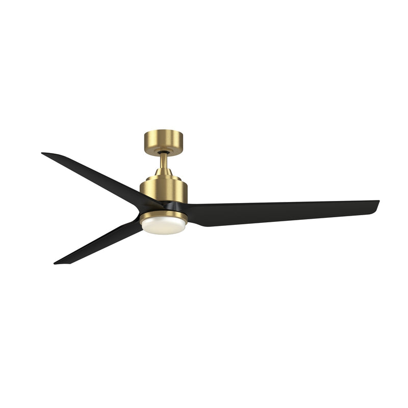 Fanimation TriAire Custom 64in 1-Light Smart Ceiling Fan | Brushed Satin Brass and Black Composite | Covered Patio | Model FPD8515BS-64BLW-LK