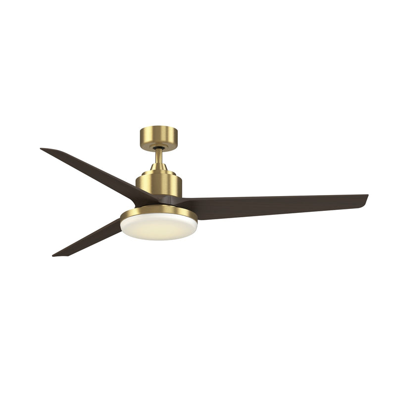 Fanimation TriAire Custom 64in Smart Ceiling Fan with 12in LED Light Kit | Brushed Satin Brass and Dark Walnut | Model FPD8515BS-64DWAW-12LK
