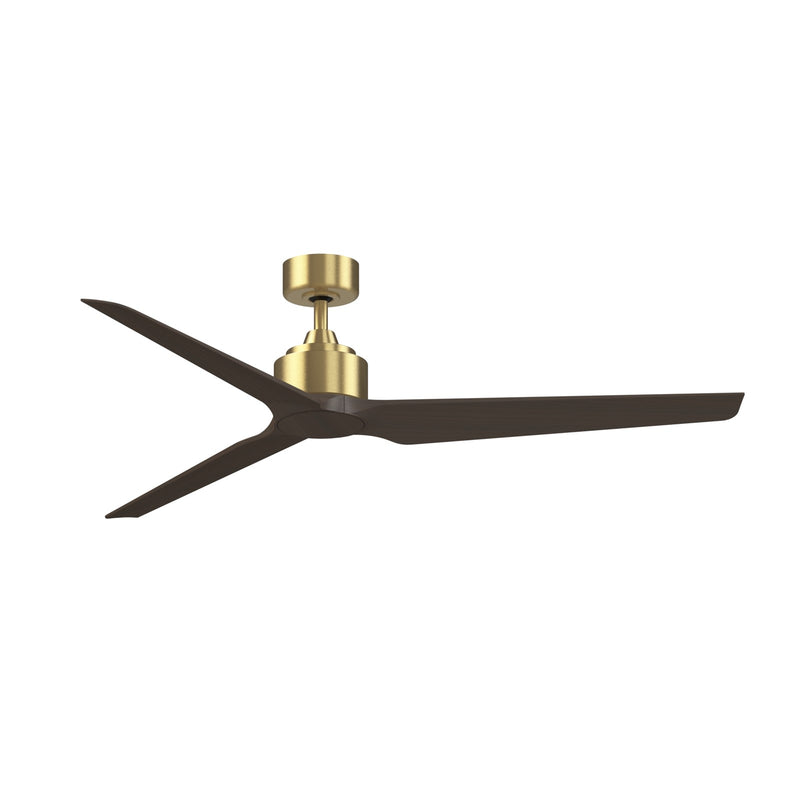 Fanimation TriAire Custom 64in Smart Ceiling Fan | Brushed Satin Brass and Dark Walnut Composite Blades | Covered Patio | Model FPD8515BS-64DWAW