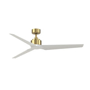 Fanimation TriAire Custom 64in Smart Ceiling Fan | Brushed Satin Brass and Matte White Composite Blades | Covered Patio | Model FPD8515BS-64MWW