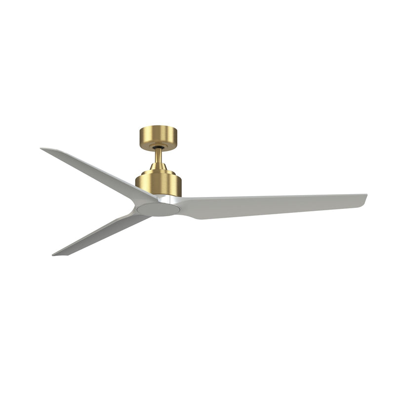 Fanimation TriAire Custom 64in Smart Ceiling Fan | Modern Brushed Satin Brass and Silver Composite | Covered Patio & Living | Model FPD8515BS-64SLW