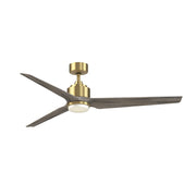Fanimation TriAire Custom 64in Smart Ceiling Fan with LED Light Kit | Brushed Satin Brass and Weathered Wood Composite | Model FPD8515BS-64WEW-LK