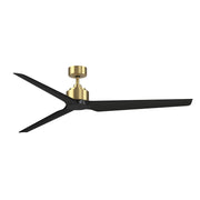 Fanimation TriAire Custom 72in 3-Blade Smart Ceiling Fan | Brushed Satin Brass and Black Composite Blades | Covered Patio | Model FPD8515BS-72BLW