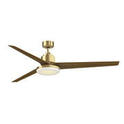 Fanimation TriAire Custom 72in 1-Light Smart Ceiling Fan | Brushed Satin Brass and Koa Composite | Covered Patio & Living | Model FPD8515BS-72KW-12LK