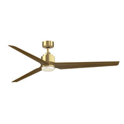 Fanimation TriAire Custom 72in 1-Light Smart Ceiling Fan | Brushed Satin Brass and Dark Walnut Composite | Covered Patio | Model FPD8515BS-72KW-LK