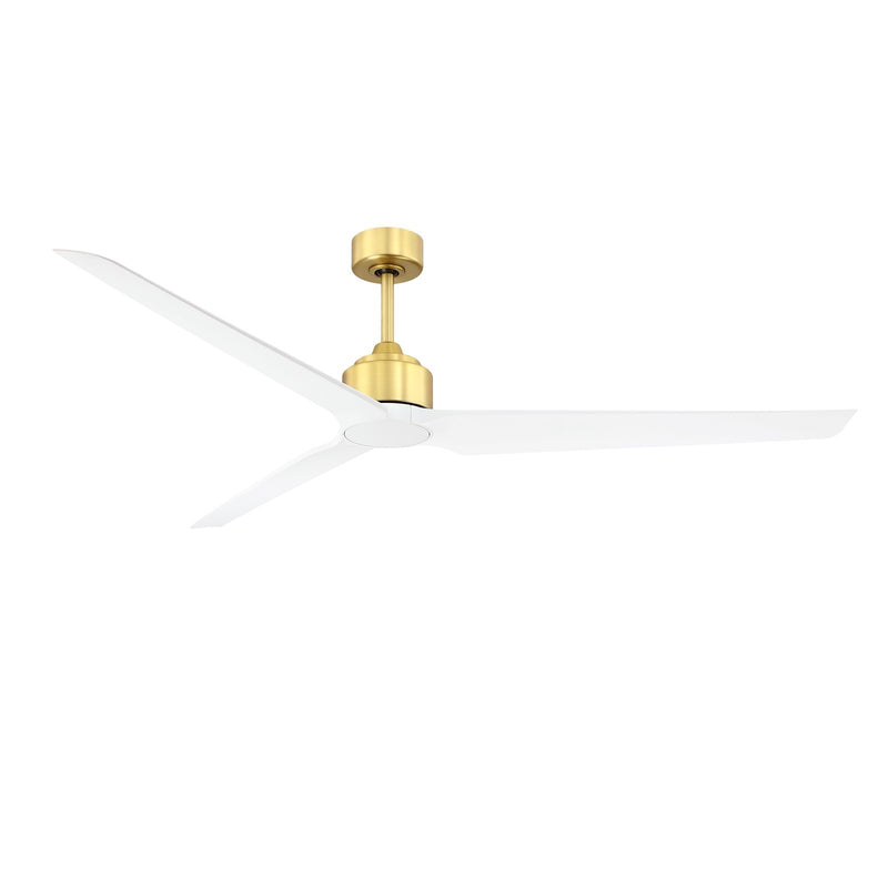 Fanimation TriAire Custom 72in Smart Ceiling Fan | Brushed Satin Brass and Matte White Composite | Covered Patio & Living | Model FPD8515BS-72MWW