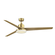 Fanimation TriAire Custom 72in 1-Light Ceiling Fan | Brushed Satin Brass and Natural Composite Blades | Covered Patio | Model FPD8515BS-72NW-12LK