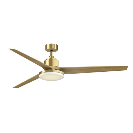 Fanimation TriAire Custom 72in 1-Light Ceiling Fan | Brushed Satin Brass and Natural Composite Blades | Covered Patio | Model FPD8515BS-72NW-12LK