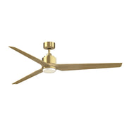 Fanimation TriAire Custom 72in 1-Light Ceiling Fan | Brushed Satin Brass and Dark Walnut Composite Blades | Covered Patio | Model FPD8515BS-72NW-LK