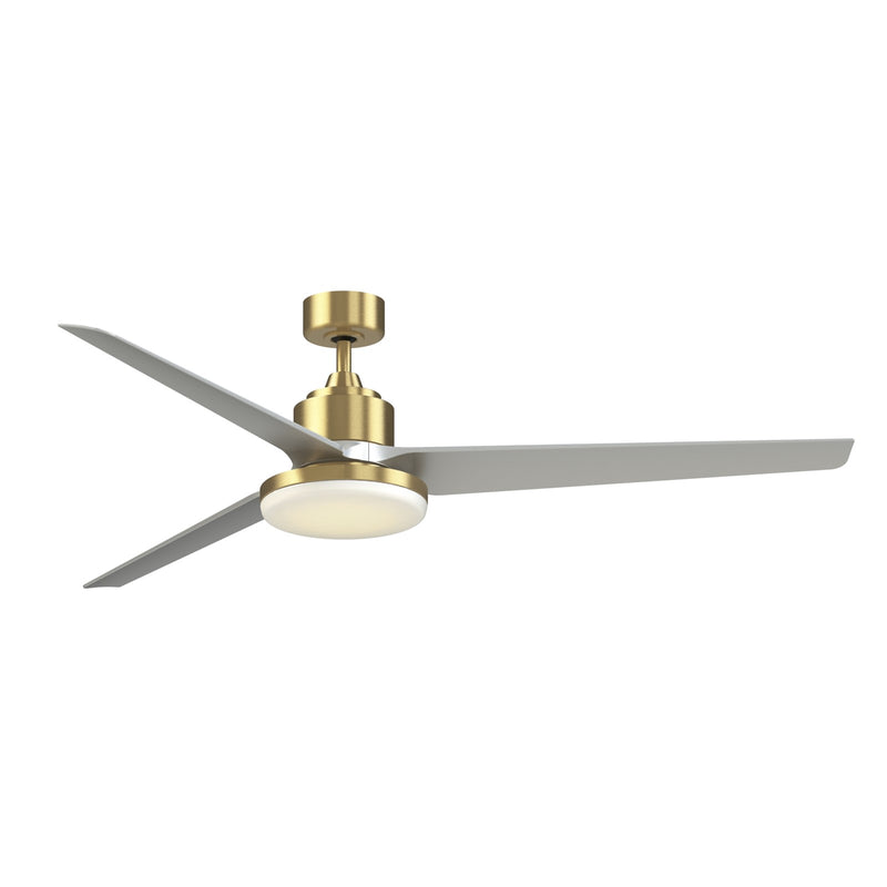 Fanimation TriAire Custom 72in 1-Light Ceiling Fan | Brushed Satin Brass and Silver Composite Blades | Covered Patio | Model FPD8515BS-72SLW-12LK