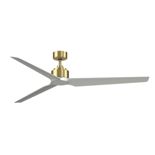 Fanimation TriAire Custom 72in 3-Light Ceiling Fan | Brushed Satin Brass and Silver Composite Blades | Covered Patio & Porch | Model FPD8515BS-72SLW