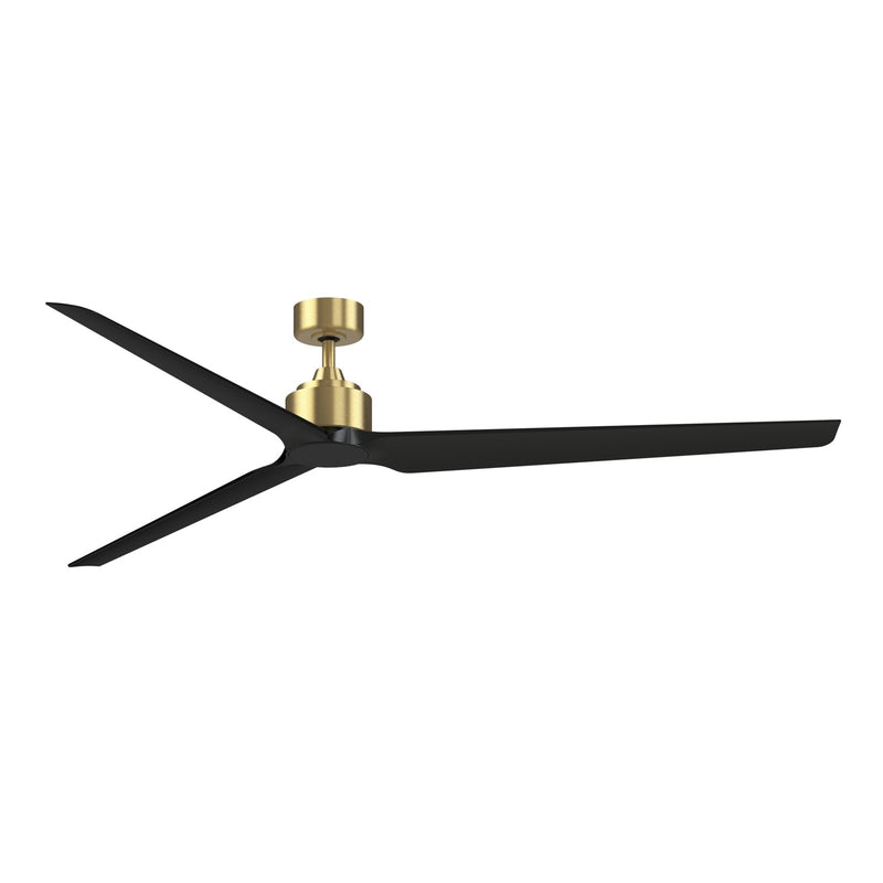 Fanimation TriAire Custom 84in Smart Ceiling Fan (No Light) | Brushed Satin Brass and Black Composite Blades | Covered Patio | Model FPD8515BS-84BLW