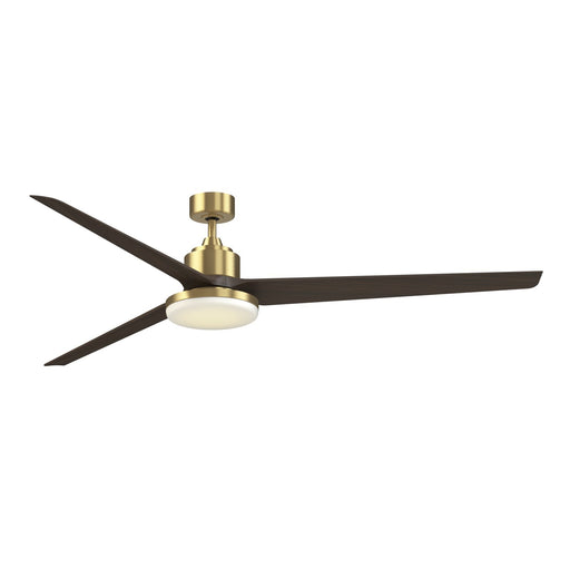 Fanimation TriAire Custom 84in 3-Blade Smart Ceiling Fan with 12in LED Light Kit | Brushed Satin Brass and Dark Walnut | Model FPD8515BS-84DWAW-12LK