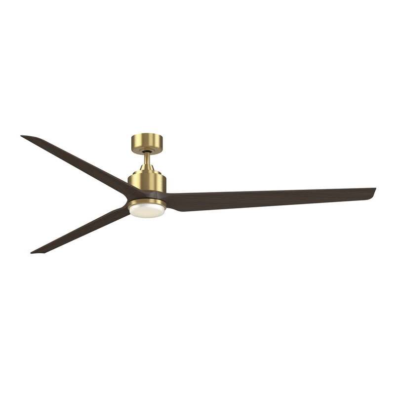 Fanimation TriAire Custom 84in 3-Blade Smart Ceiling Fan with LED Light Kit | Brushed Satin Brass and Dark Walnut | Model FPD8515BS-84DWAW-LK