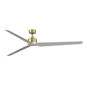 Fanimation TriAire Custom 84in Ceiling Fan | Modern Brushed Satin Brass and Silver Composite Blades | Covered Patio & Living | Model FPD8515BS-84SLW