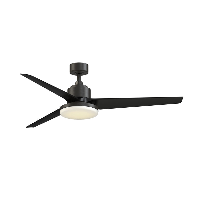 Fanimation TriAire Custom 64in 1-Light Ceiling Fan | Dark Bronze and Black Composite Blades with Opal Frosted Shade | Model FPD8515DZW-64BLW-12LK